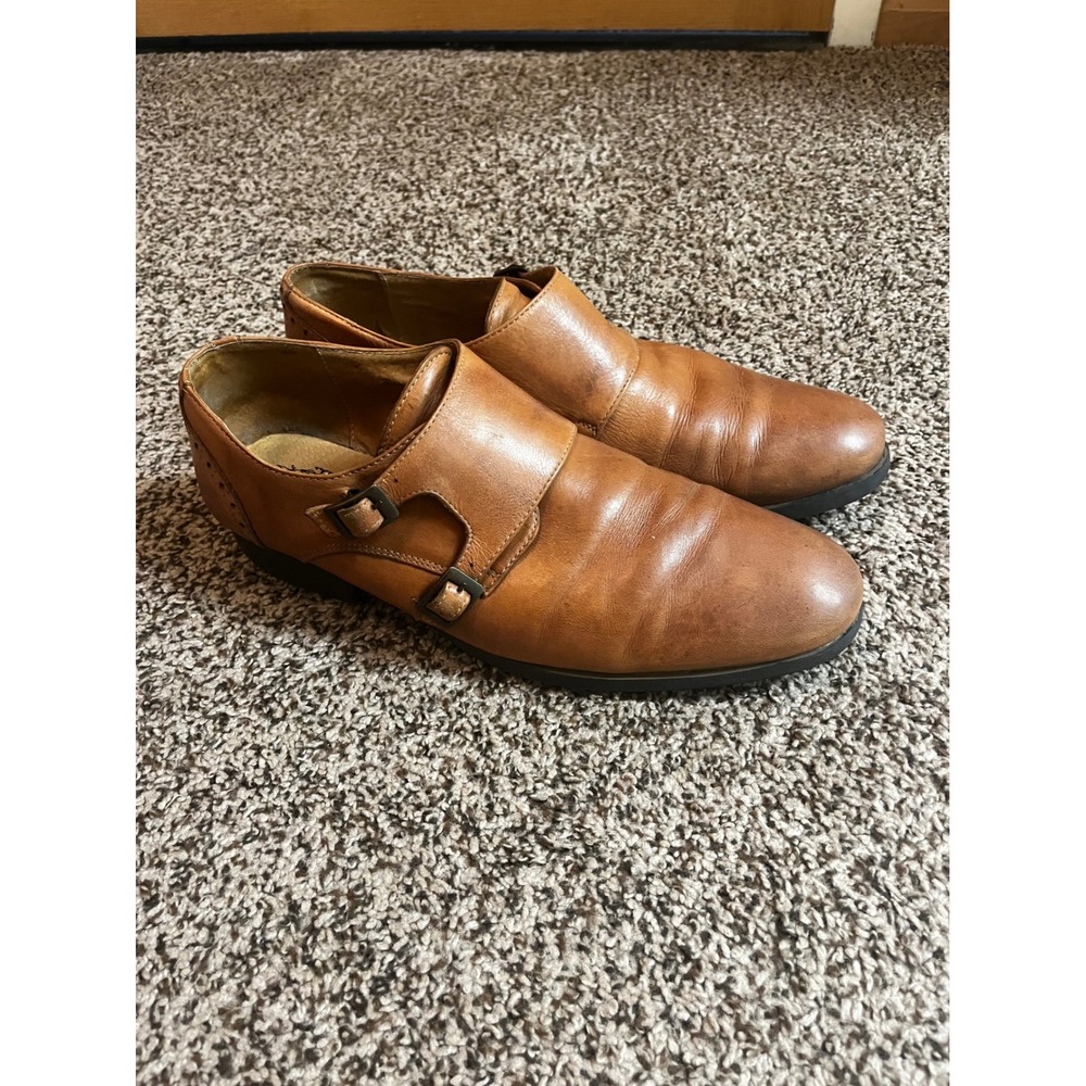 Steve Madden CHARLES Tan Leather Double Monk Strap Brogue Shoes Mens 13 D